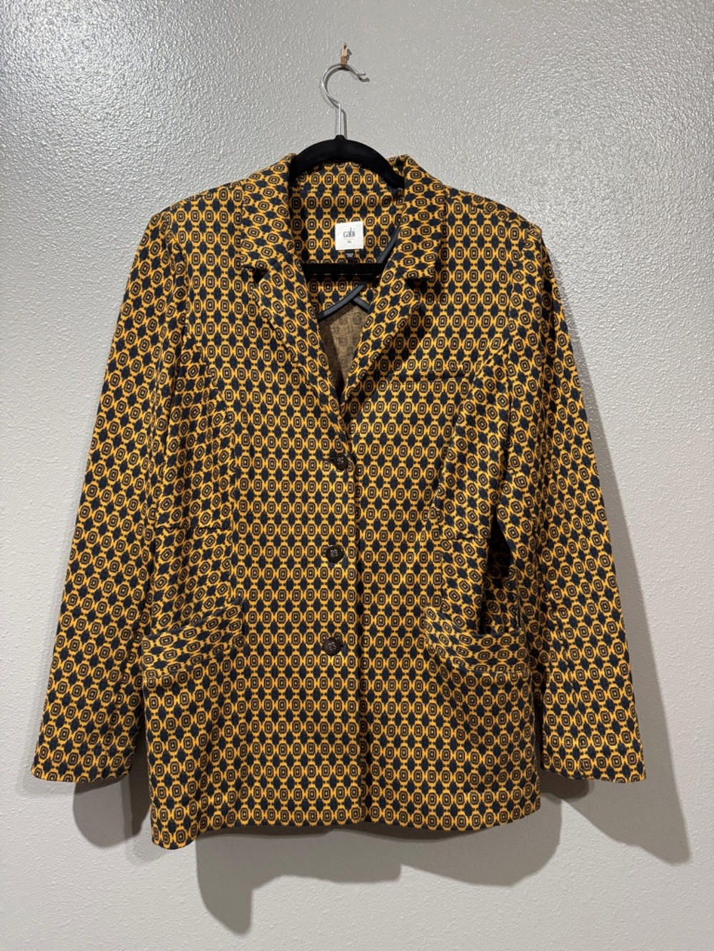 CAbi Women's Mustard and Blue Geometric Blazer